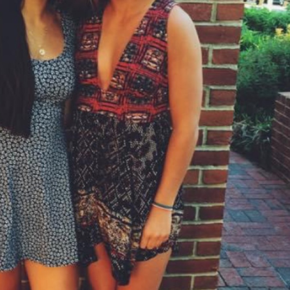 red and black free people dress